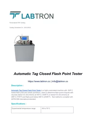 Automatic Tag Closed Flash Point Tester