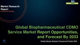 Biopharmaceutical CDMO Service Market growth projection to 6.7% CAGR through 2033