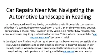 Car Repairs Near Me Navigating the Automotive Landscape in Reading