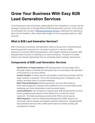 Grow Your Business With Easy B2B Lead Generation Services