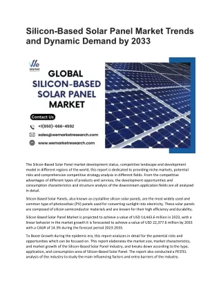 Silicon-Based Solar Panel Market