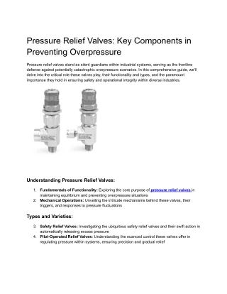 Pressure Relief Valves_ Key Components in Preventing Overpressure