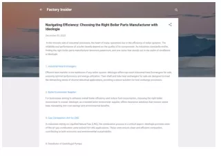 Choosing the Right Boiler Parts Manufacturer with Ideologie