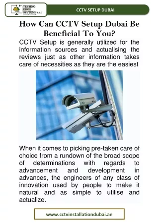 How Can CCTV Setup Dubai Be Beneficial To You?