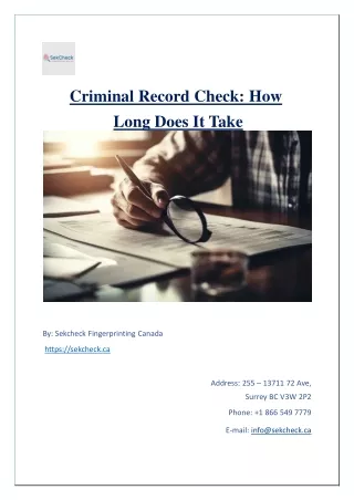 Criminal Record Check  How Long Does It Take