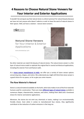 Why Choose Natural Stone Veneers?