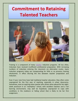 Commitment to Retaining Talented Teachers