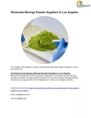 Wholesale Moringa Powder Suppliers In Los Angeles