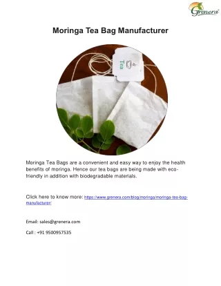 Moringa Tea Bag Manufacturer