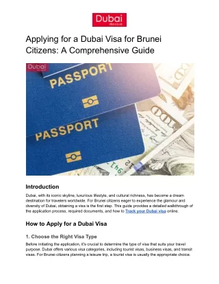 Applying for a Dubai Visa for Brunei Citizens: A Comprehensive Guide