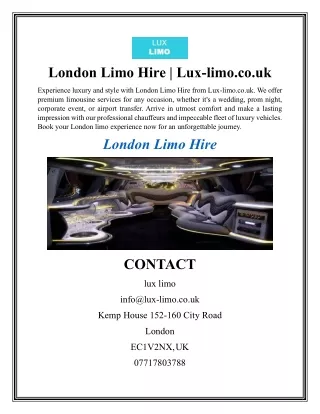 London Limo Hire  Lux-limo.co.uk