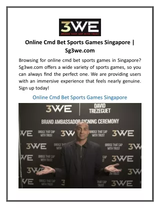 Online Cmd Bet Sports Games Singapore Sg3we