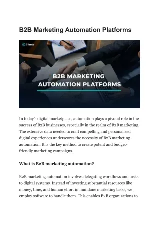 B2B Marketing Automation Platforms