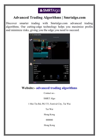 Advanced Trading Algorithms  Smrtalgo.com