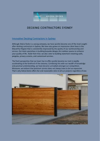 DECKING CONTRACTORS SYDNEY