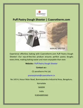 Puff Pastry Dough Sheeter  Csaerotherm