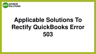 Best Way To Fix QuickBooks Error 503