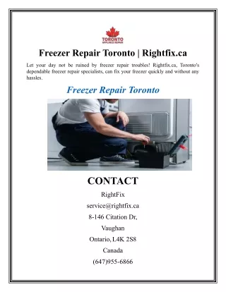 Freezer Repair Toronto  Rightfix.ca