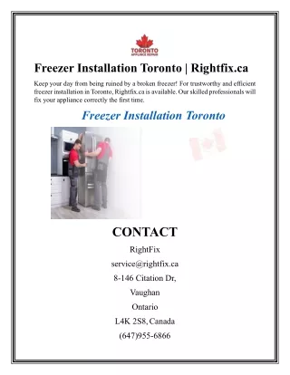 Freezer Installation Toronto  Rightfix.ca