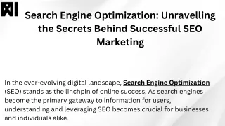 Search Engine Optimization Unravelling the Secrets Behind Successful SEO Marketing