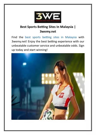 Best Sports Betting Sites In Malaysia 3wemy.net