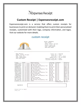 Custom Receipt  Expensesreceipt