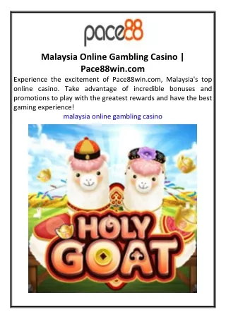 Malaysia Online Gambling Casino  Pace88win.com