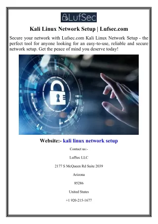 Kali Linux Network Setup  Lufsec.com