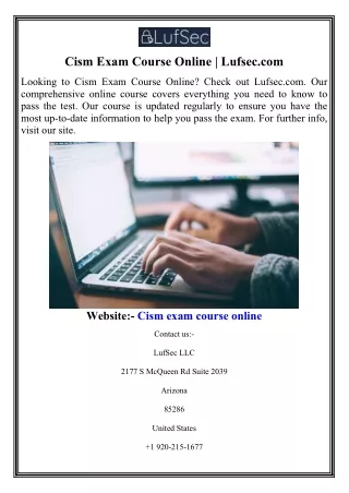 Cism Exam Course Online  Lufsec.com