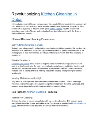 Revolutionizing Kitchen Cleaning in Dubai