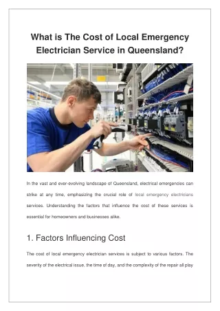 What is The Cost of Local Emergency Electrician Service in Queensland?