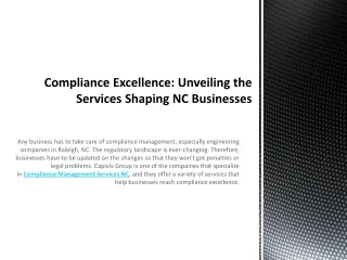 Compliance Excellence: Unveiling the Services Shaping NC Businesses