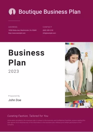 Boutique Business Plan Example Template