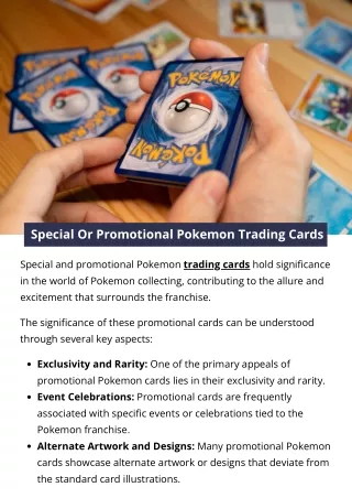 Special Or Promotional Pokemon Trading Cards