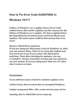 How to Fix Error Code 0x80070002 in Windows 10_11?