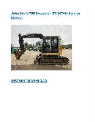 John Deere 75D Excavator (TM10749) Service Manual
