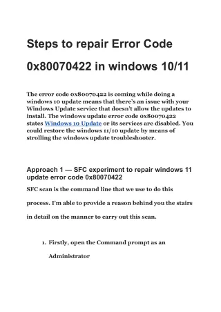 Steps to repair Error Code 0x80070422 in windows 10_11