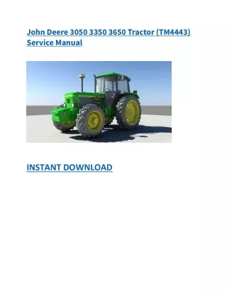 John Deere 3050 3350 3650 Tractor (TM4443) Service Manual