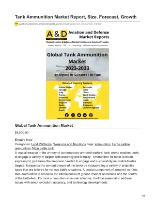 Tank Ammunition Market Report Size Forecast Growth