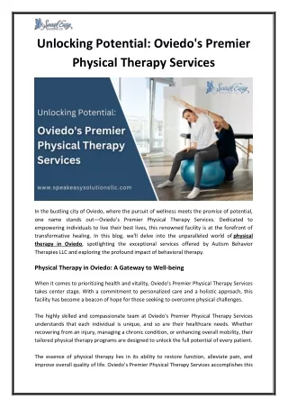 Unlocking Potential: Oviedo's Premier Physical Therapy Services