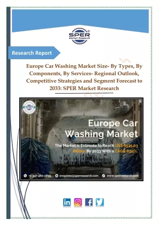 Europe Car Washing Market Share, Trends and Outlook 2033: SPER Market Research
