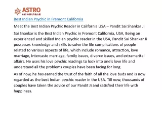 Best Indian Psychic in Fremont California