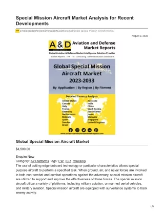 Special Mission Aircraft Market Analysis for Recent Developments