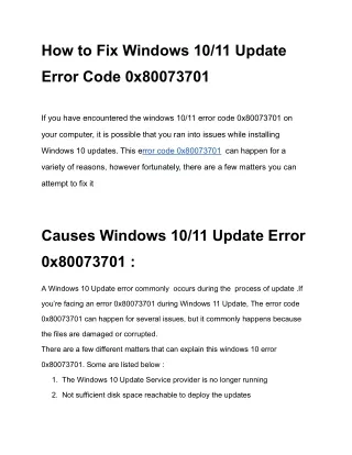 How to Fix Windows 10_11 Update Error Code 0x80073701