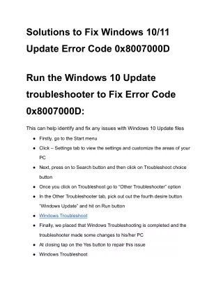 Solutions to Fix Windows 10_11 Update Error Code 0x8007000D