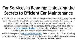 Car Services in Reading Unlocking the Secrets to Efficient Car Maintenance