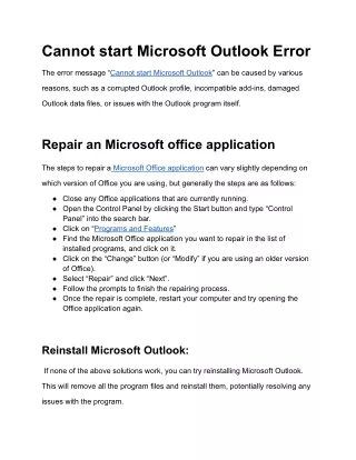 Fix Microsoft Outlook Error