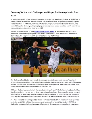 6WTH-Germany Vs Scotland Challenges and Hopes for Redemption in Euro 2024