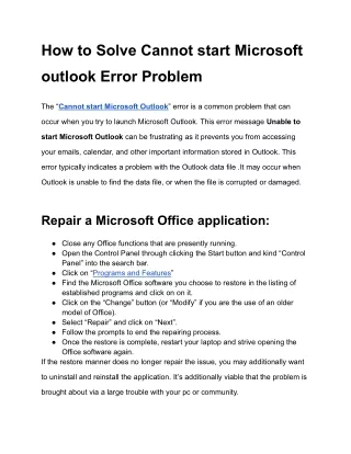 Microsoft outlook Error