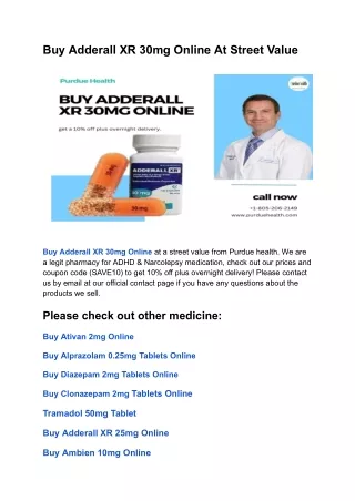 Get Discounted Adderall XR 30mg Online Orders Now